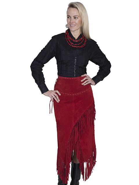 (image for) Long suede fringe skirt